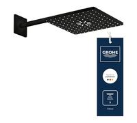 GROHE Rainshower 310 SmartActive CUBE - Conjunto de ducha de techo, 2 chorros (Cabezal 310mm, brazo 142mm, requiere cuerpo empotrado), forma cuadrada, Phantom Black, 26481KF0