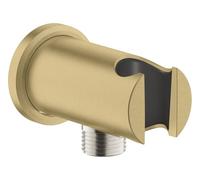 GROHE Rainshower Codo de Salida de Ducha con Soporte para Teleducha y Embellecedor Redondo Ø 48 mm, Rosca de Conexión Macho 1/2", Montaje en Pared, Protección contra Retorno, Oro, 26658GN0