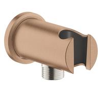 GROHE Rainshower Codo de Salida de Ducha con Soporte para Teleducha y Embellecedor Redondo Ø 48 mm, Rosca de Conexión Macho 1/2", Montaje en Pared, Protección contra Retorno, Oro Rosa, 26658DL0