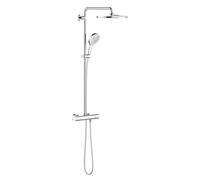 Grohe Rainshower conjunto de ducha a pared con termostato con rociador con efecto lluvia StarLight Chrome 26647000