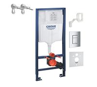 Grohe Rapid Sl - Cisterna Empotrada, 2 Anclajes, Marco de Fijació con Función de Apertura, amortiguador de Ruido, Placa de Descarga Tamaño 1.13 m - 4 Pulgadas (Ref. 38827000), Cromo