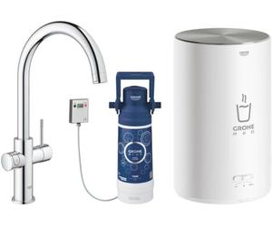 Grohe Red Duo 30083001 - Grifo C doble y calentador que hierve directamente desde el grifo, 100ºC al instante, cromado, tamaño M