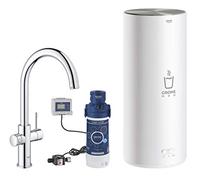 Grohe Red Duo - Grifo de cocina (caño en C) con sistema de filtro y calentador tamaño L, agua hirviendo al instante, Cromado (30079001)