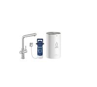 Set monomando de fregadero Grohe Red Duo, 221mm de alcance, caños en forma de L, con caldera GROHE Red tamaño M, 30327DC1, Color: súper acero