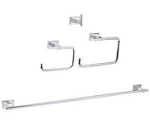 Grohe - Set de accesorios de baño Juego de baño 4 en 1 color Rectangular (cromo) Ref. 40778001