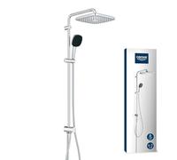 GROHE Sistema de ducha Vitalio Comfort 250 Flex con desviador (ahorro de agua, 2 tipos de chorro, instalación flexible, duradero), cuadrado, cromo, 26986001