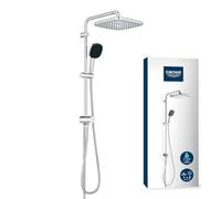 Grohe Sistema de ducha Vitalio Comfort 250 Flex con desviador, ahorro de agua, 2 tipos de chorro, instalación flexible, duradero, cuadrado, cromo, 26698001