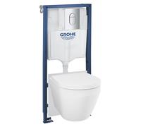 Grohe Solido conjunto con marco, taza de inodoro, tapa y pulsador de descarga con descarga de remolino 102514SH00