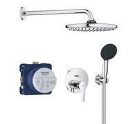 GROHE Start 250 Sistema de ducha empotrado (caja de instalación universal, conjunto de ducha mural, con grifo mezclador 2 tipos de chorro, manguera de ducha de 1.500 mm), Cromo 25292000