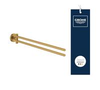 GROHE Start 41183GN0 - Toallero Doble (para 2 Toallas Grandes, 44 cm de Largo, Giratorio, para taladrar, con Tornillos y Tacos, fijación Oculta, Superficie Duradera), Color Dorado