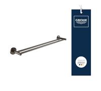 GROHE Start 41203AL0 - Toallero Doble (para 2 Toallas Grandes, 65 cm de Ancho, Distancia de perforación de 60 cm, Incluye Tacos y Tornillos, fijación Oculta), Color Gris