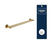 GROHE Start 41203GN0 - Toallero Doble (para 2 Toallas Grandes, 65 cm de Ancho, Distancia de perforación de 60 cm, Incluye Tacos y Tornillos, fijación Oculta), Color Dorado