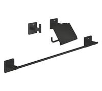 GROHE Start Cube Quickfix - Conjunto de accesorios de baño 3 en 1 (Colgador, portarollos y toallero), Negro Mate 411242430