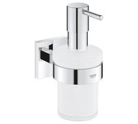 Grohe Start Cube QuickFix - Dispensador de jabón con Soporte, Cromo, para Pegar (Pegamento QuickGlue A1) o atornillar, Ref. 41098000