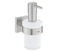 Grohe Start Cube QuickFix - Dispensador de jabón con Soporte, Gris Mate, para Pegar (Pegamento QuickGlue A1) o atornillar, Ref. 41098DC0