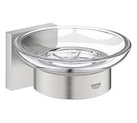 Grohe Start Cube QuickFix - Dispensador de jabón, Gris Mate, para Pegar (Pegamento QuickGlue A1) o atornillar, Ref. 41096DC0