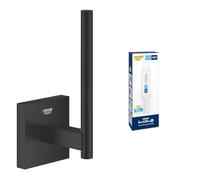 GROHE Start Cube QuickFix Portarrollos de Papel higiénico y A1 QuickGlue (Material: Metal, Montaje en Pared, Fijación Oculta, con Tornillos y Tacos), Tamaño 134 mm, Negro Mate, 409792430