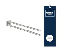 GROHE Start Cube QuickFix - Toallero de doble barra, gris mate, para atornillar con QuickScrew, no pegamento, ref. 40976DC0