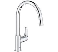 GROHE Start Curve- Grifo cocina (caño alto extraíble, forma C, giro 360°, instalación QuickFix, limitador caudal ecológico), cromo, 305620000