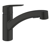 GROHE Start - Grifo de fregadero 1/2", Teleducha extraíble 2 chorros, Negro mate, 303072431