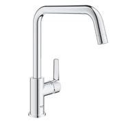 GROHE Start Grifo mezclador monomando de fregadero con caño alto para preinstalación de ventana Incluye herramienta de instalación Cromo 30630000