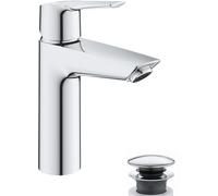 Grohe Start QuickFix- Grifo de lavabo monomando M (vaciador push-open, menor consumo de agua, instalación rápida, altura 192mm), cromo, 23746002