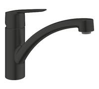 GROHE Start Monomando de cocina 1/2" QuickFix (con 140° de radio de giro, limitador de temperatura, limitador de volumen ajustable), Negro mate 324412432