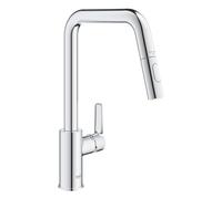 GROHE Start QuickFix 30633000 - Grifo mezclador extraíble para fregadero de cocina (boquilla en U alta, área giratoria de 360°, cartucho de cerámica de 28 mm, colas de 1/2 pulgada), fácil de instalar