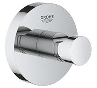 Grohe Start QuickFix - Colgador de baño individual, cromo, para pegar (pegamento QuickGlue A1) o atornillar, ref. 41173000
