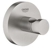 Grohe Start QuickFix - Colgador de baño individual, gris mate, para pegar (pegamento QuickGlue A1) o atornillar, ref. 41173DC0