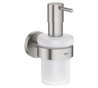 Grohe Start QuickFix - Dispensador de jabón con Soporte, Cromo, para Pegar (Pegamento QuickGlue A1) o atornillar, Ref. 41195DC0