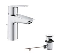 Grohe Start QuickFix- Grifo de lavabo monomando S (vaciador automático, menor consumo de agua, instalación rápida, altura 165 mm), cromo, 24209002