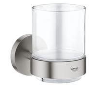 Grohe Start QuickFix - Portacepillos con soporte, gris mate, para pegar (pegamento QuickGlue A1) o atornillar, ref. 41194DC0