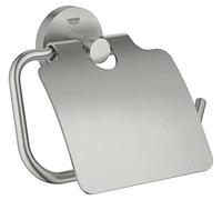 Grohe Start QuickFix - Portarrollos con tapa, gris mate, para pegar (pegamento QuickGlue A1) o atornillar, ref. 41179DC0