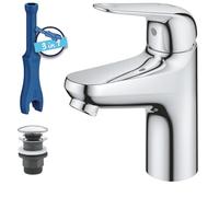 GROHE Swift Quickfix-Monomando de lavabo 1/2" Tamaño S, Cromo, menor consumo de energía, 24323001