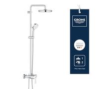 GROHE Tempesta Cosmopolitan 210 - Columna de ducha con monomando (montaje en pared, brazo de ducha de 390 mm, altura ajustable, sistema antical), cromo, 26224001