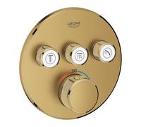 Termostato Grohe Grohtherm SmartControl con tres válvulas de cierre, rosetón de pared redondo, 29121GN0, Color: fresco amanecer cepillado