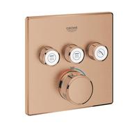 GROHE Termostato Grohtherm SmartControl para Ducha o bañera (instalación Final para Rapido SmartBox, 3 válvulas, botón de Encendido/Apagado, Control de Agua, Cuadrado)