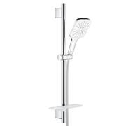 GROHE Vitalio 130 SmartActive Cube- Conjunto de ducha (teleducha 13 cm con 3 chorros, barra ducha 60 cm, soportes de pared metal, flexo 1,75 m, menor consumo agua), cromo, 26596000
