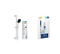 GROHE Vitalio Comfort 110 + QuickGlue - Set de ducha (Ducha de mano cuadrada de 11cm, 2 rociadores, Sistema Antical, Manguera 1,75m, Barra 60cm, Water Saving), Fácil de Instalar, Cromo, 26398001