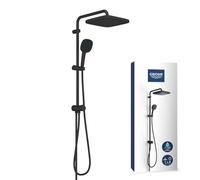 GROHE Vitalio Comfort 250 Flex - Sistema de ducha con desviador (Rociador cuadrado 25cm 2 chorros, Teleducha 11cm 2 chorros, barra 74 cm), Negro mate, 266982431