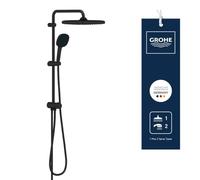 GROHE Vitalio Comfort 250 Flex - Sistema de ducha con desviador (Rociador cuadrado 25cm 2 chorros, Teleducha 11cm 2 chorros, barra 74 cm), Negro mate, 266982431