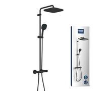 Grohe Vitalio Comfort conjunto de ducha a pared con termostato con rociador con efecto lluvia negro 266962431