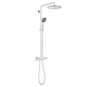 GROHE Vitalio Joy 260 QuickFix- Sistema ducha termostática con bandeja (ducha mural 26 cm,teleducha 11 cm con 3 chorros y flexo 1.75m),tecnología Water Saving (menos consumo de agua), cromo, 26403001