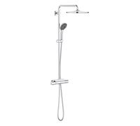 GROHE Vitalio Joy 310 QuickFix, Sistema ducha termostática con bandeja, ducha mural 31 cm, teleducha 11 cm y 3 chorros, flexo 1.75 m, instalación con QuickSpanner incluída, cromo, 26401001