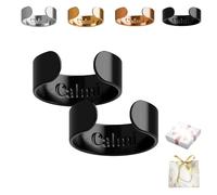 Grolomo Calmi Ring,2025 New Adjustable Calmi Ring Women Magnetic Rings for Anxiety Reduction, Better Sleep (2pcsBlack)