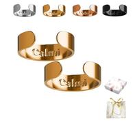 Grolomo Calmi Ring,2025 New Adjustable Calmi Ring Women Magnetic Rings for Anxiety Reduction, Better Sleep (2pcsGold)