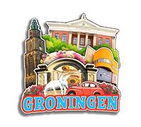 Groningen Países Bajos Imán de Nevera Colección de Madera 3D Hecho a Mano Viaje Ciudad Recuerdos Imán de Nevera Decoración del Hogar Regalo-35