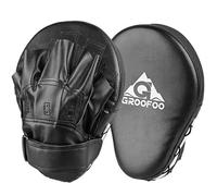 GROOFOO 1 par Almohadillas de Boxeo, Almohadillas de Entrenamiento de Cuero PU para Niños y Adultos MMA, Muay Thai, Karate, Dojo, Taekwondo - Negro