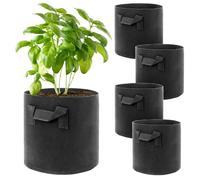 GROOFOO 5 unidades de macetas, maceta de tela de 11 l con asa, saco de patatas para plantar, bolsa de patatas reutilizable, saco de plantas de tela no tejida, para el cultivo de patatas, verduras,